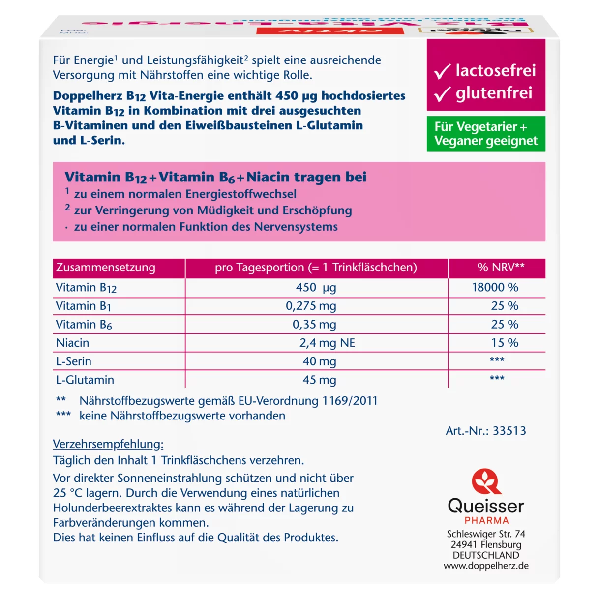 Abbildung der Produktverpackung Doppelherz aktiv B12 Vita-Energie Rückansicht
